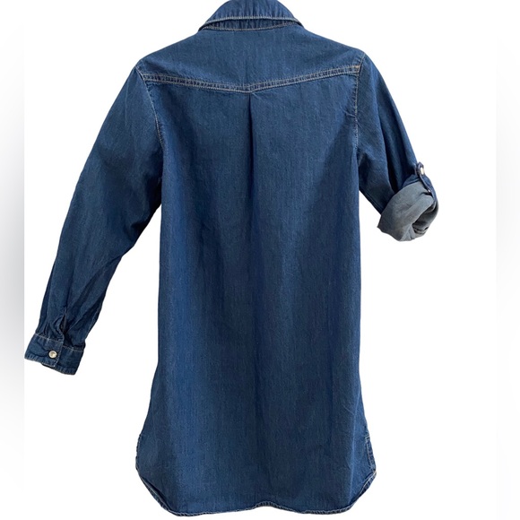 M-I-D Lightweight Pearl Snap-Front Chambray Shirt Dress Roll-Up Sleeves Size 6 - Picture 8 of 9